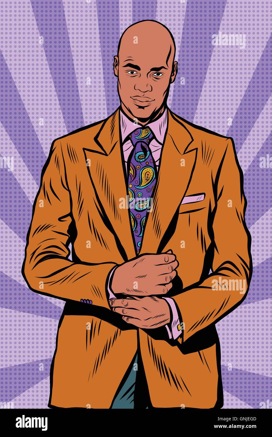 Retro African American businessman in elegant suit Stock Vector
