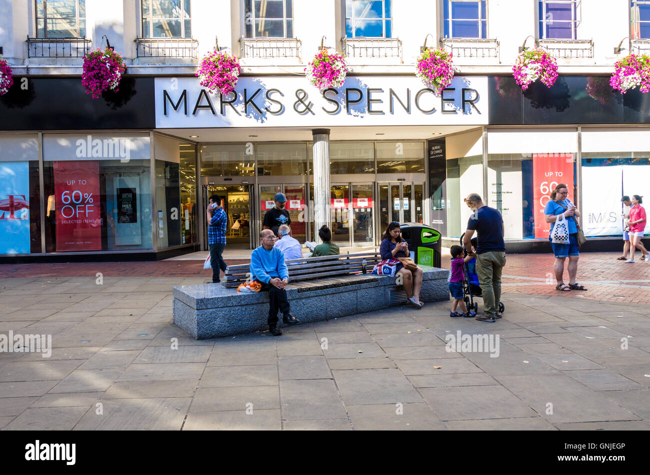 The Front of the Marks and Spencer store on Broad Street in Reading, Berkshire. Stock Photo