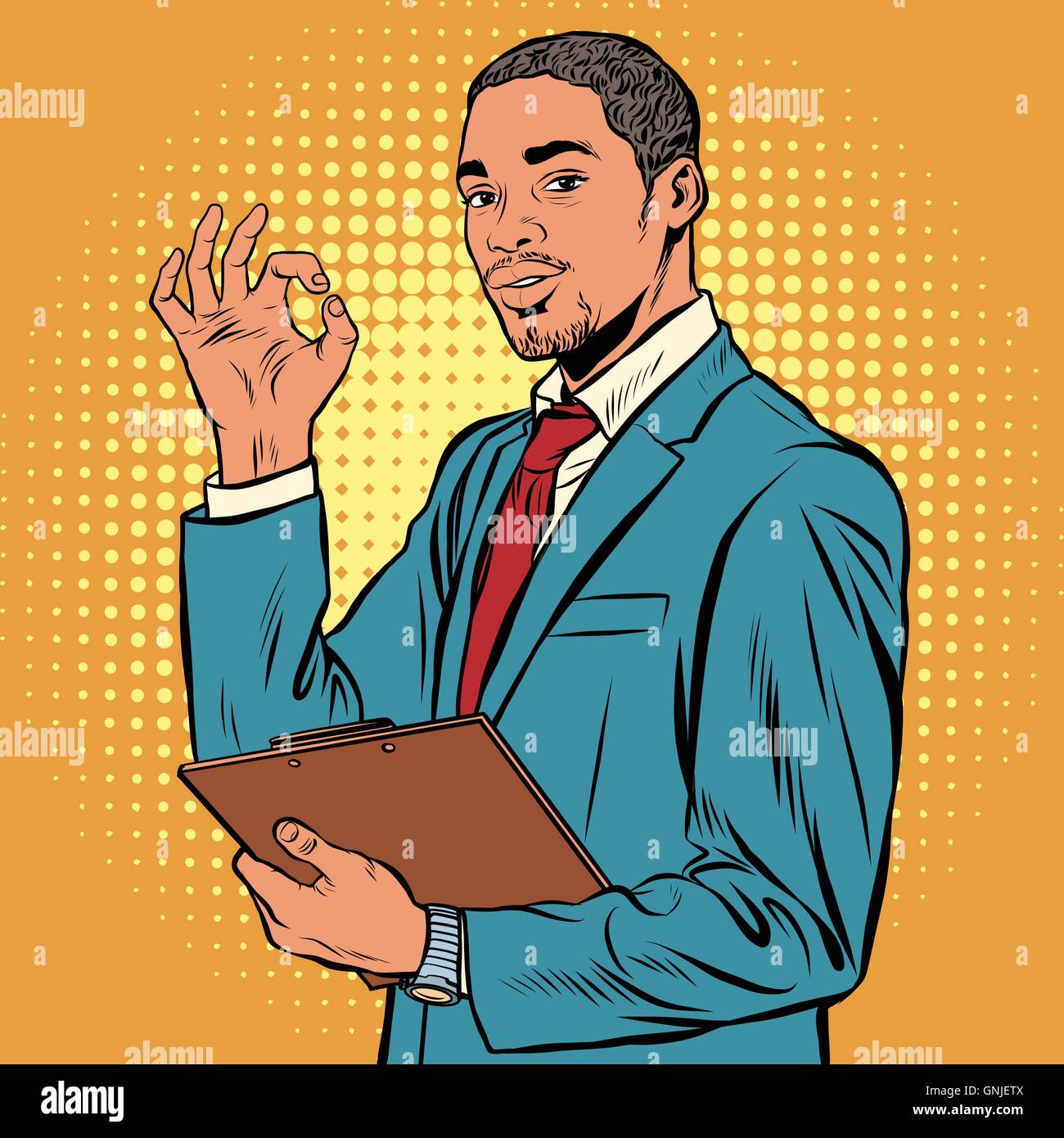OK gesture black businessman Stock Vector