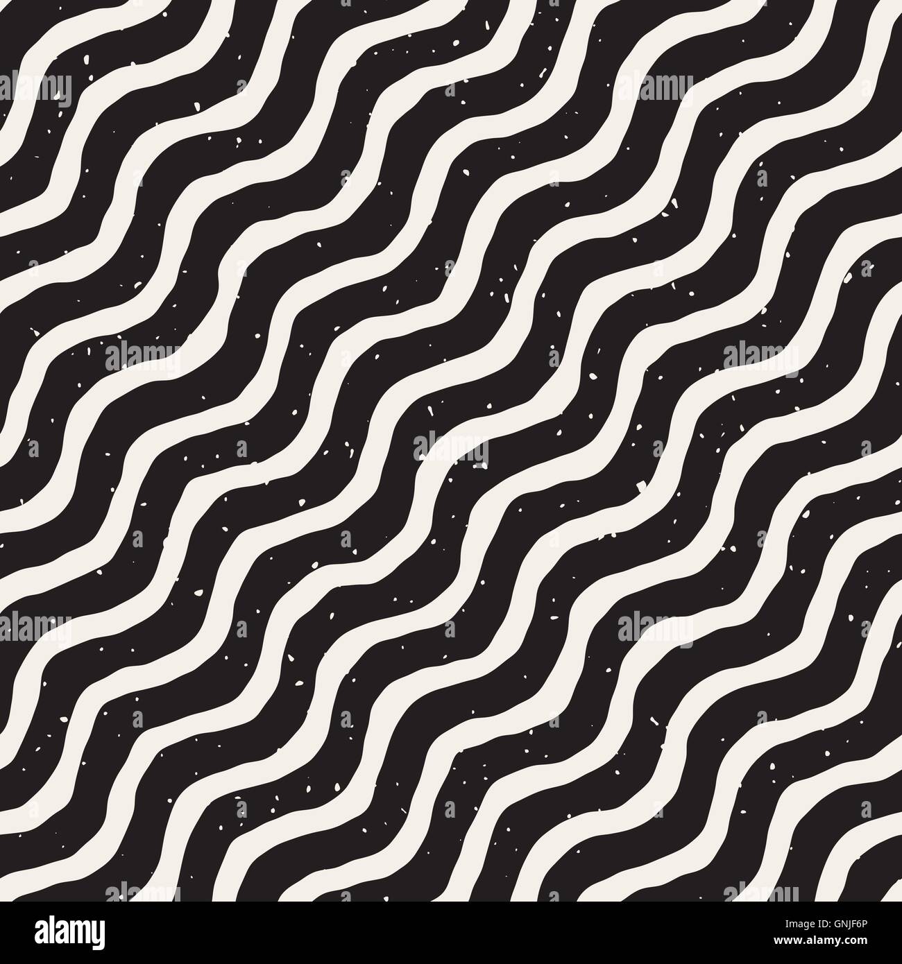 Vector Seamless Hand Drawn Diagonal Wavy Lines Grunge Pattern Stock ...