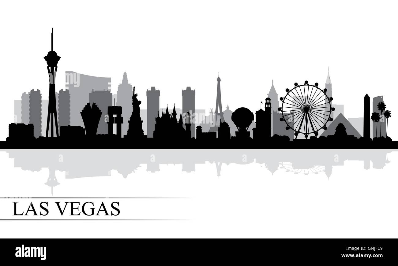 Las Vegas city skyline silhouette background Stock Vector