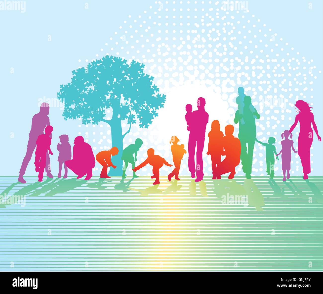 colorful family in nature Stock Vector