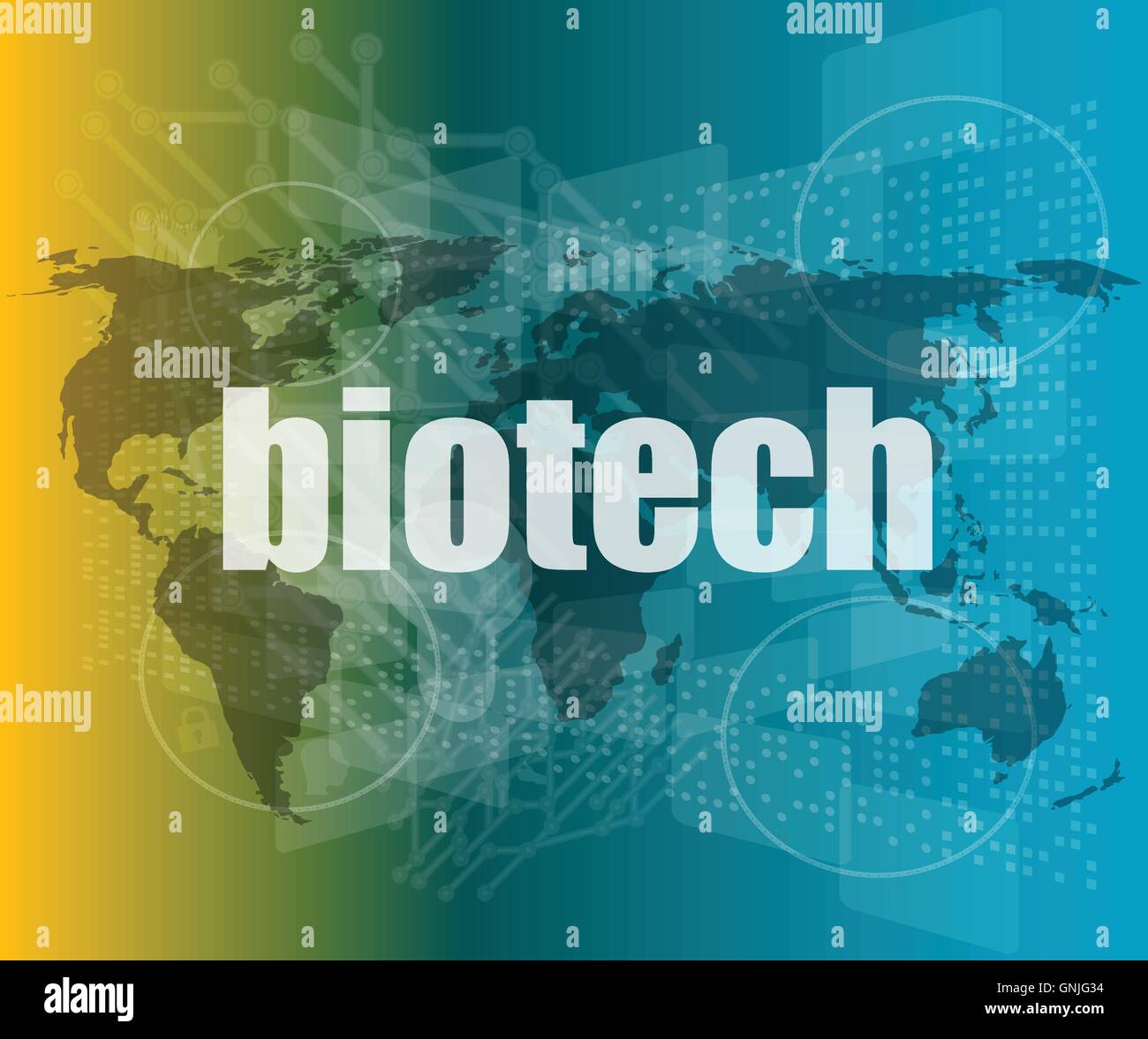 word biotech on digital touch screen background vector quotation marks