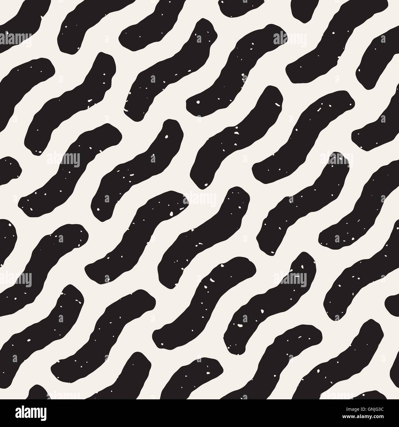 Vector Seamless Hand Drawn Diagonal Wavy Lines Grunge Pattern Stock ...