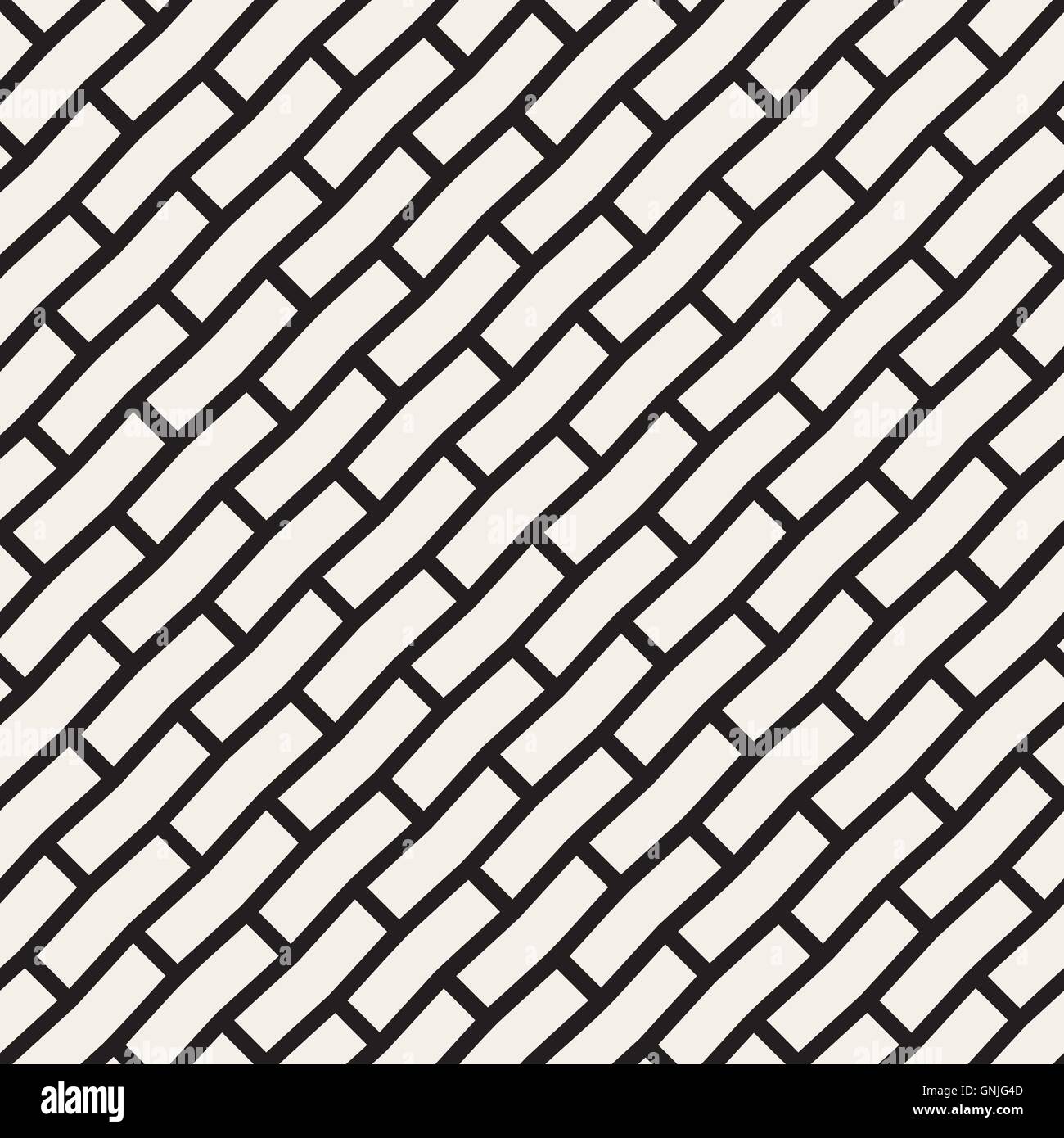 Vector Seamless Black And White Brick Pavement Diagonal Lines Pattern Stock Vector