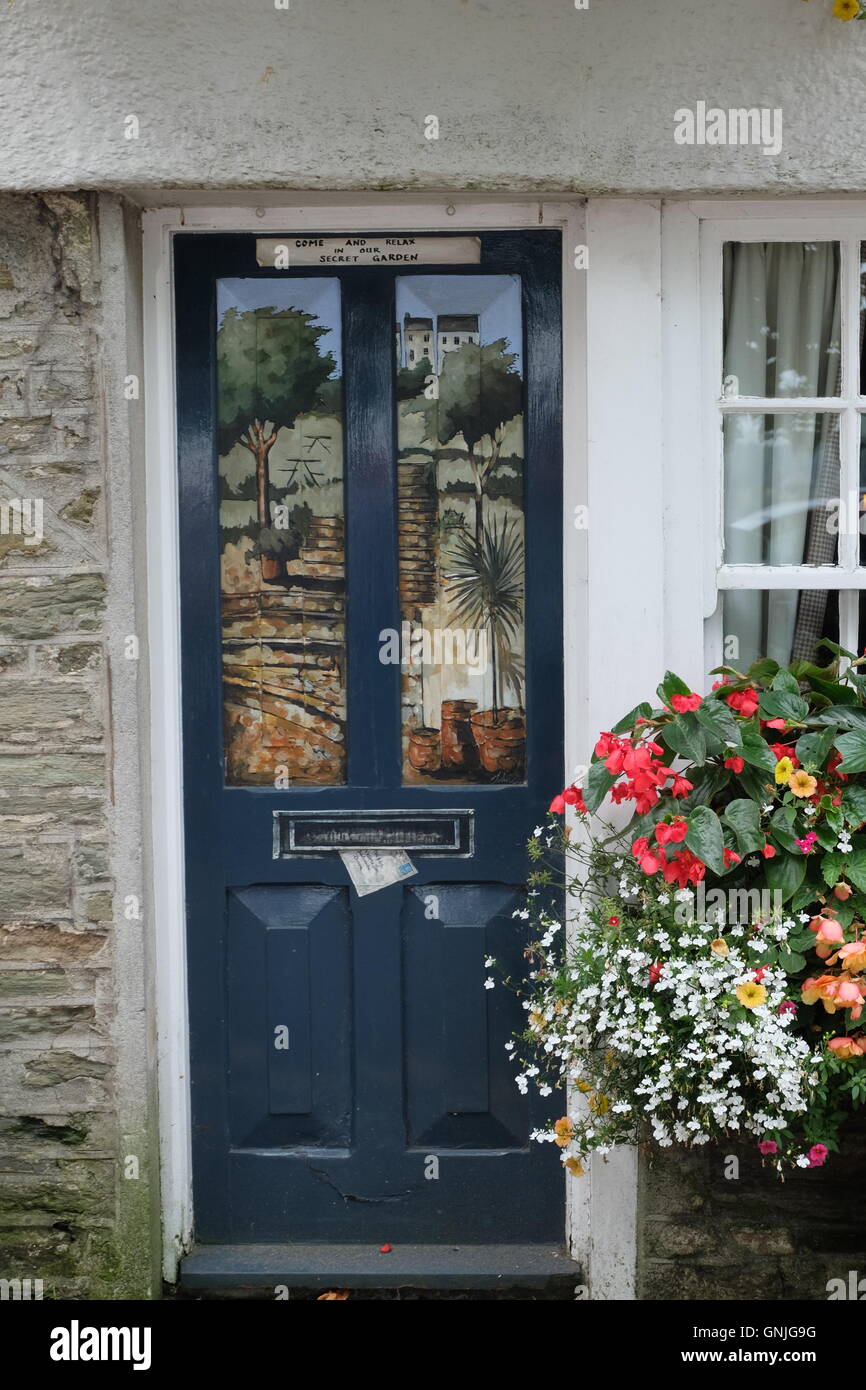 Trompe D'Oeil on a door in Salcombe, Devon Stock Photo