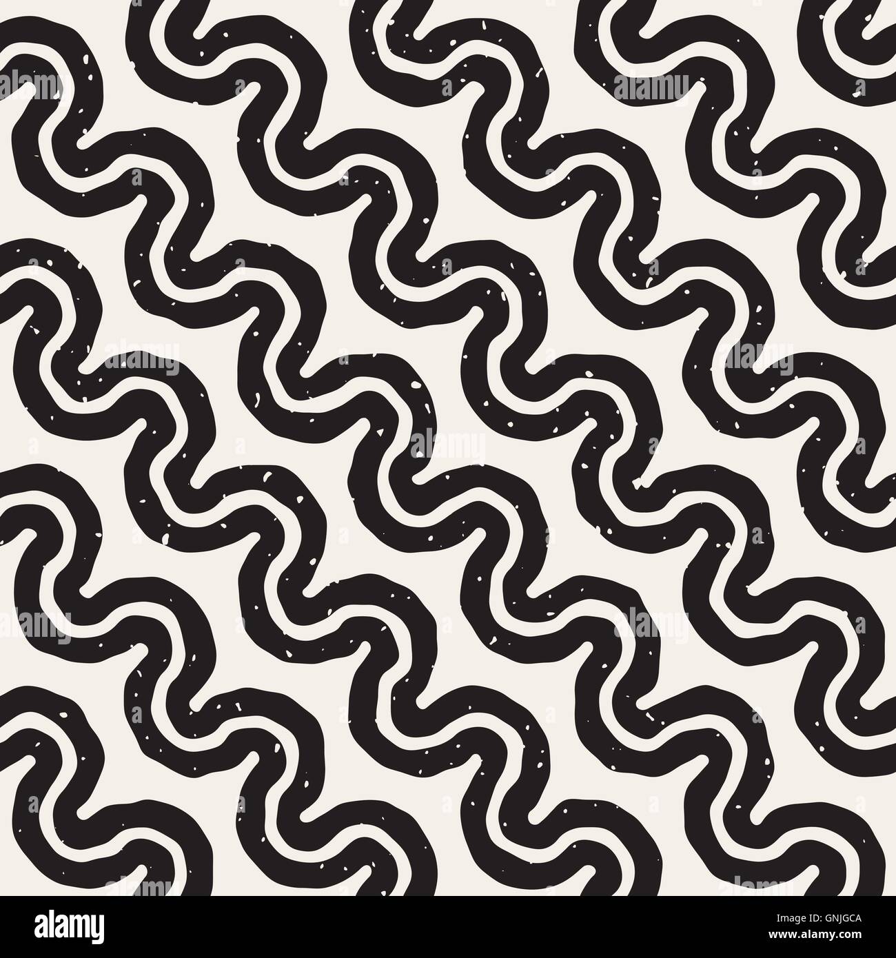 Vector Seamless Hand Drawn Wavy Lines Grunge Pattern Stock Vector Image ...