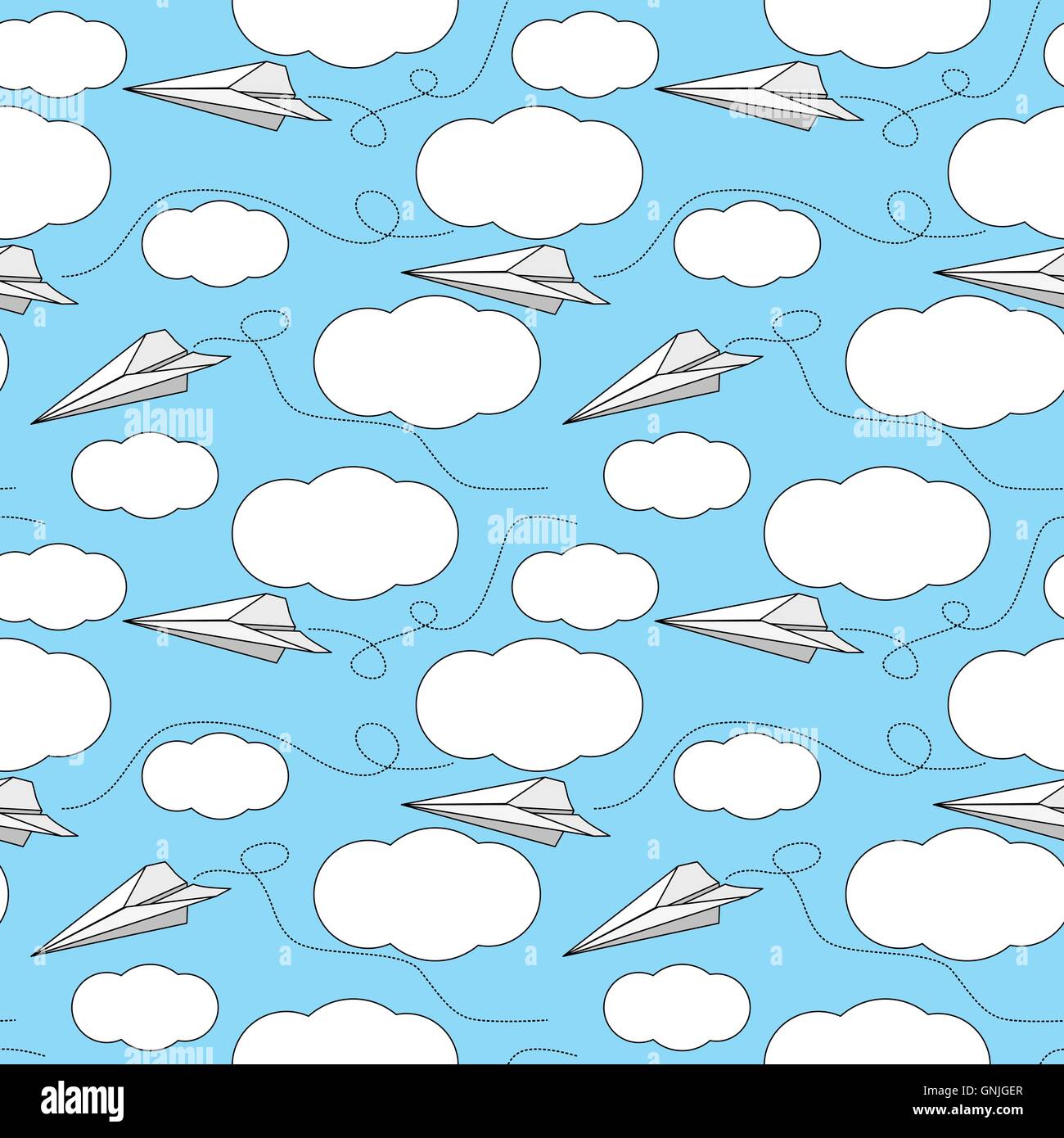 Seamless paper airplane pattern Stock Vector