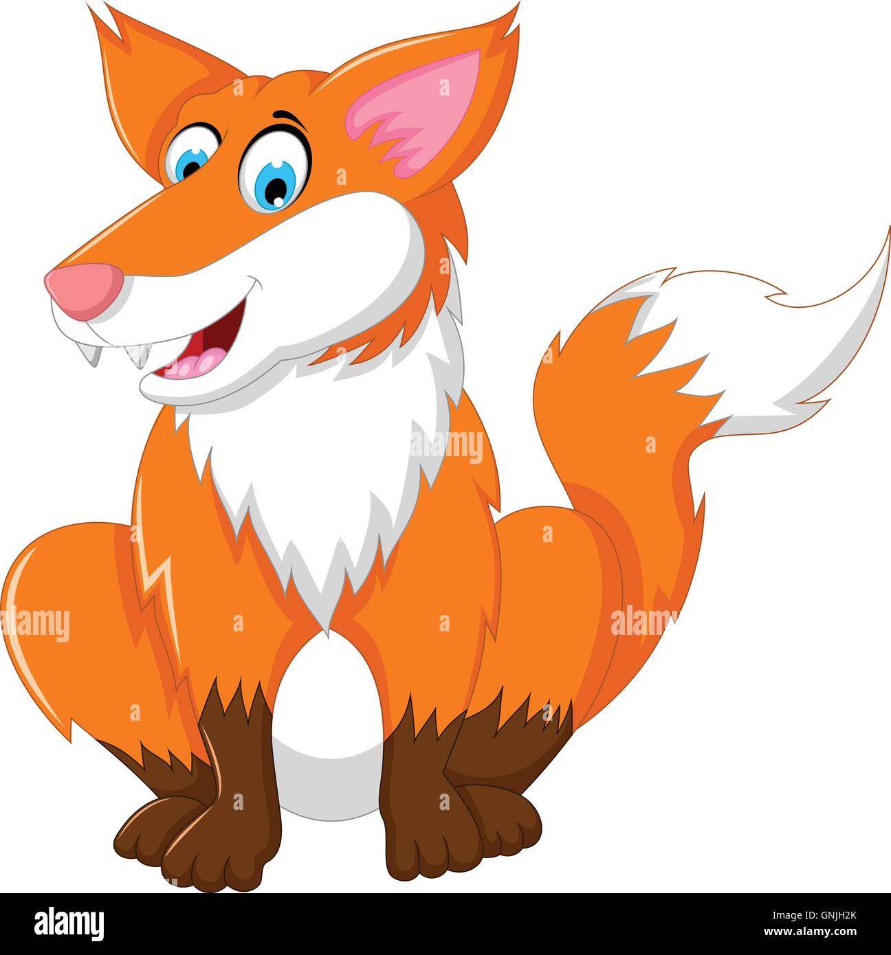 cute Cartoon Fox sitting Stock Vector