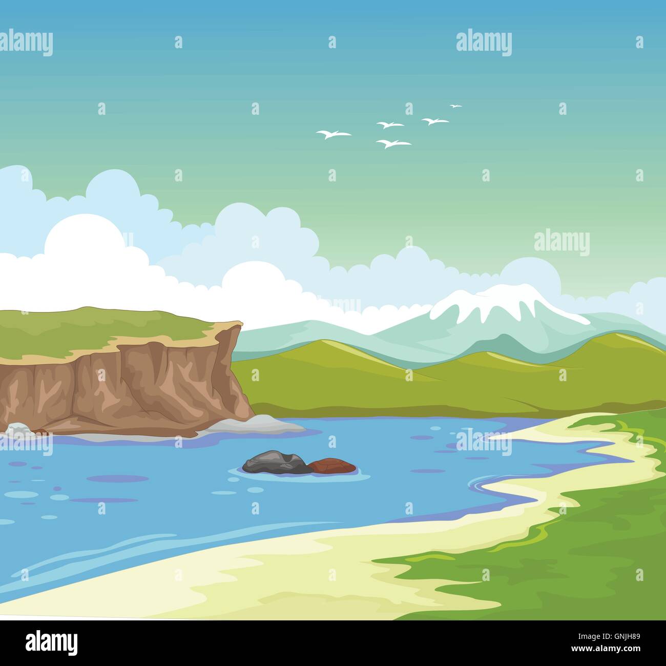 beauty lake with landscape background Stock Vector Image & Art - Alamy