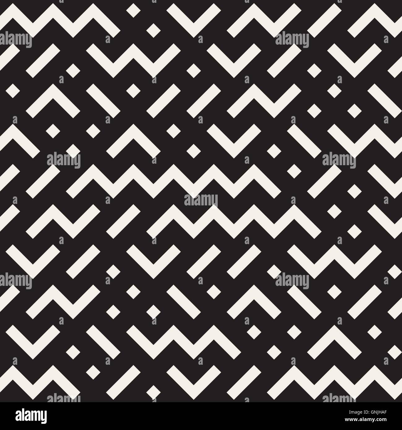 Vector Seamless Black And White Jumble ZigZag Lines Pattern Stock ...