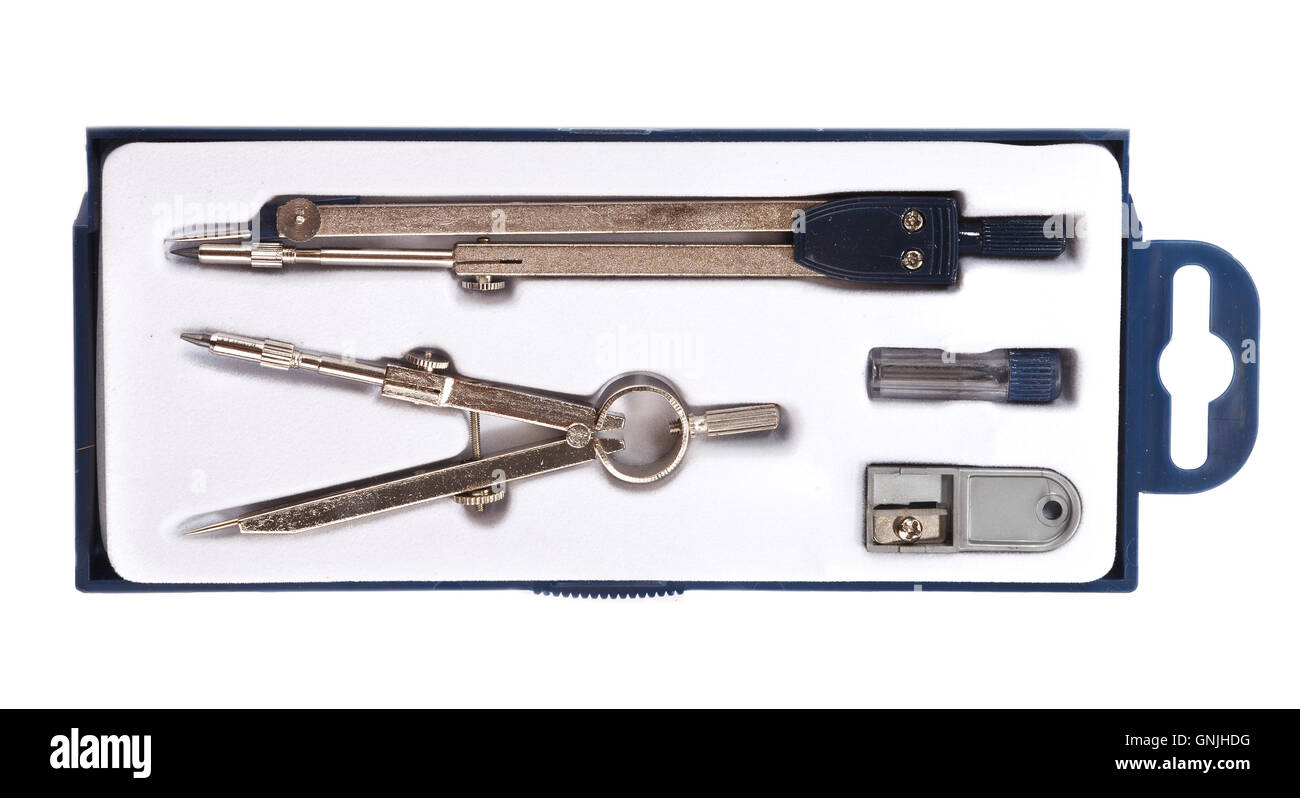 Pair of drawing compasses set Stock Photo Alamy