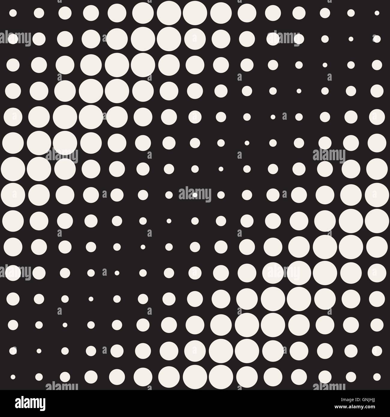 Vector Seamless Black and White Circles Diagonal Gradient Halftone ...