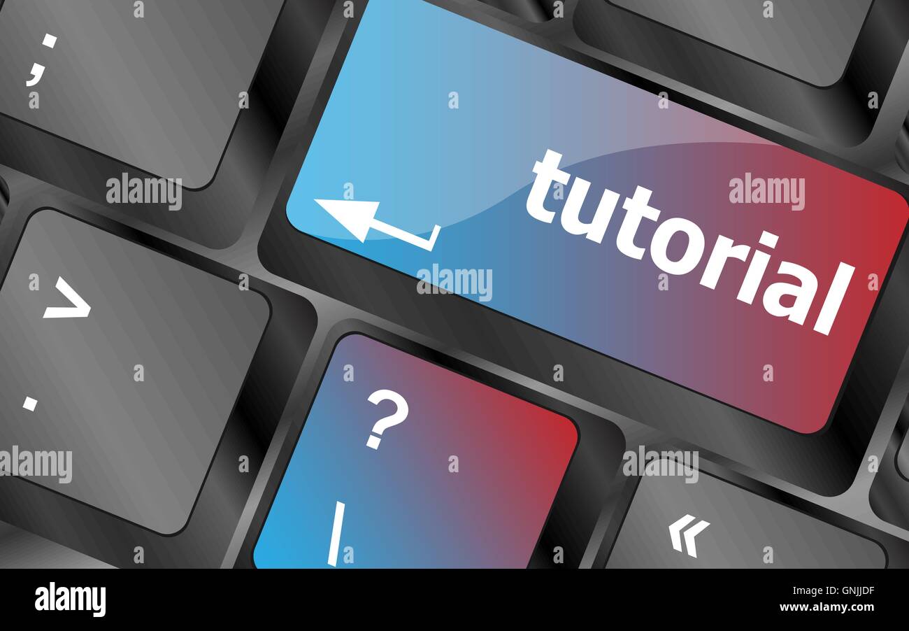tutorial or e learning concept with key on computer keyboard . keyboard ...