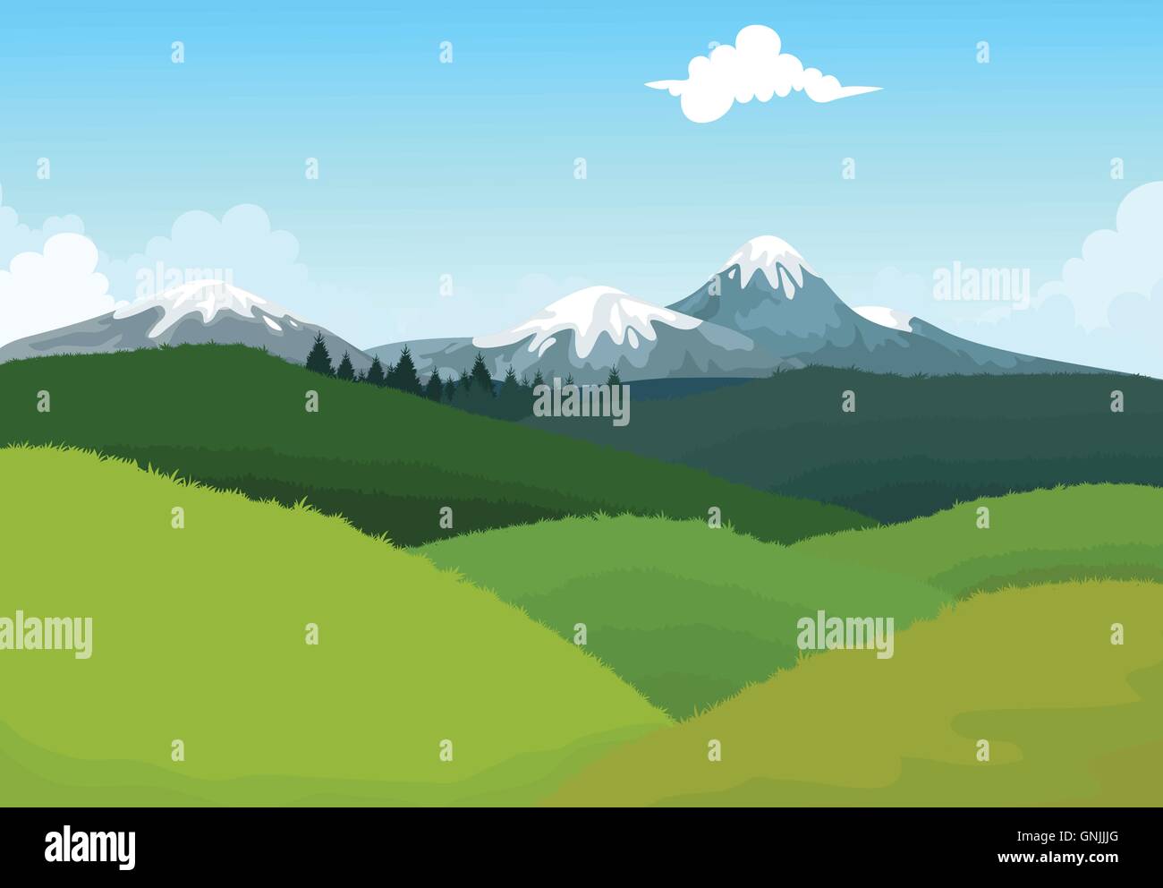 beauty hilly mountain with landscape background Stock Vector Image ...