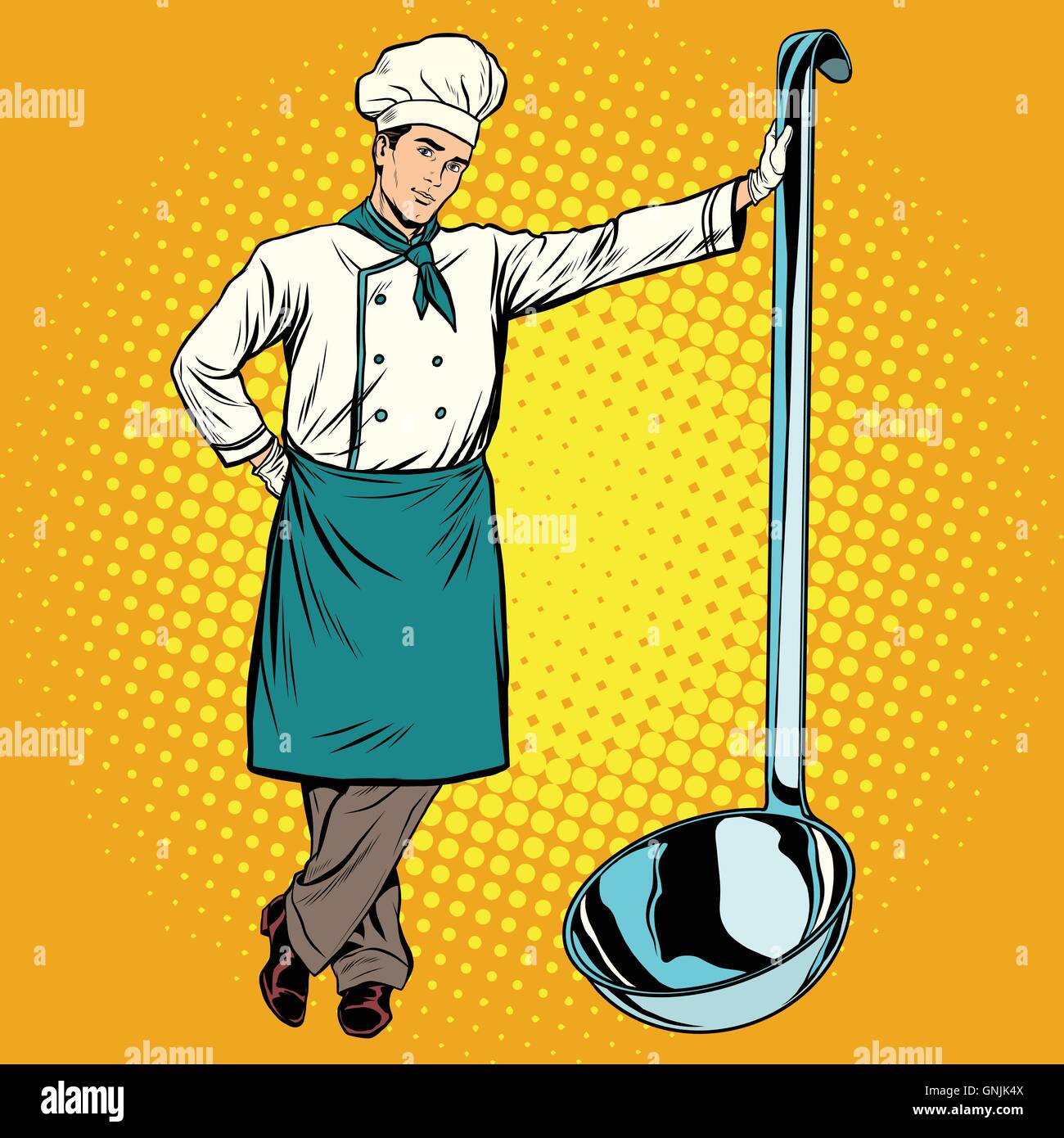 Professional chef with ladle Stock Vector