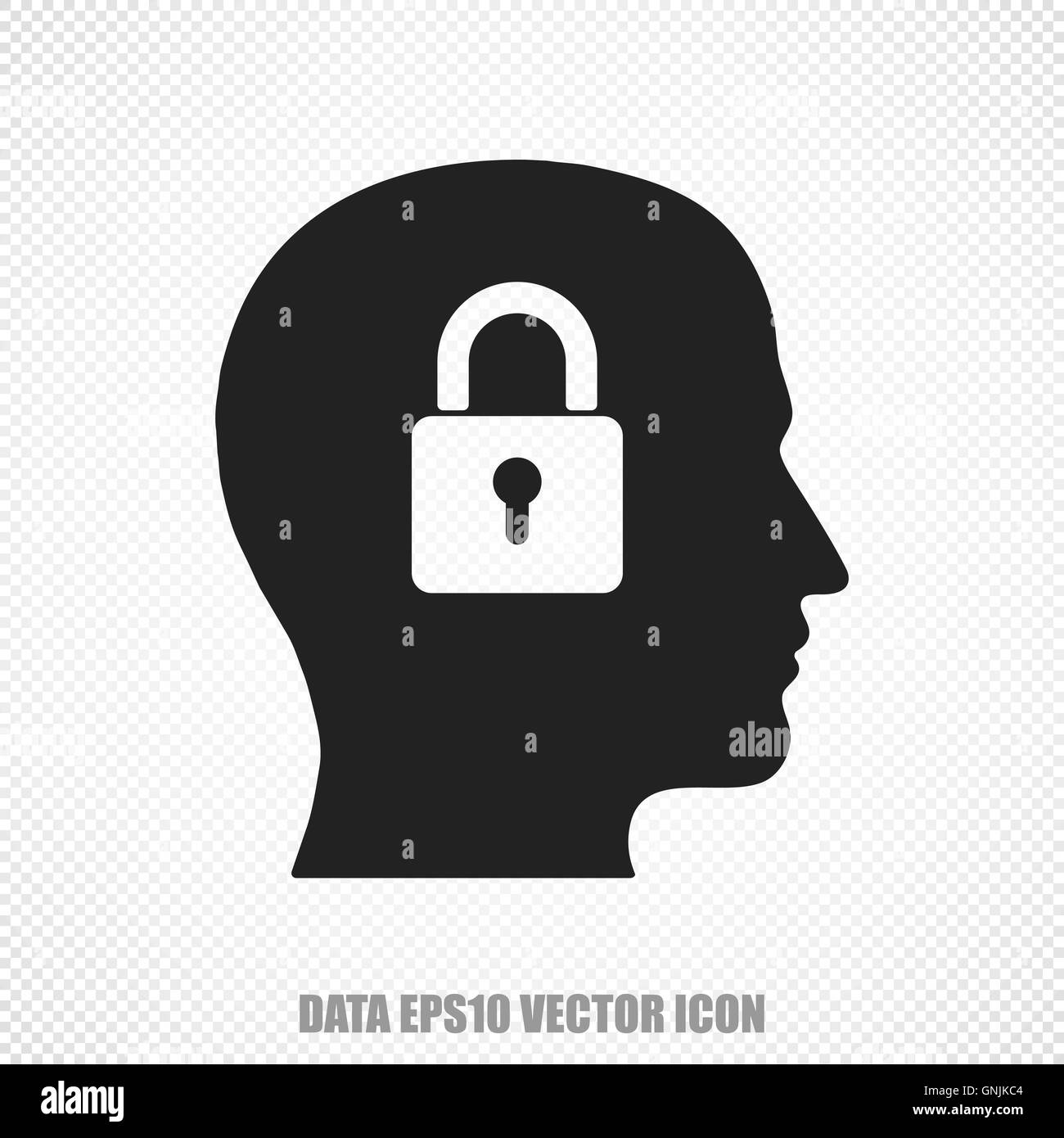 Information vector Head With Padlock icon. Modern flat design Stock ...