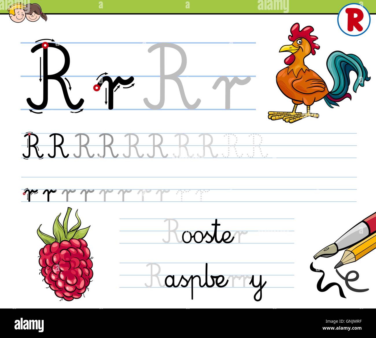 How to write letter r stock vector image art alamy