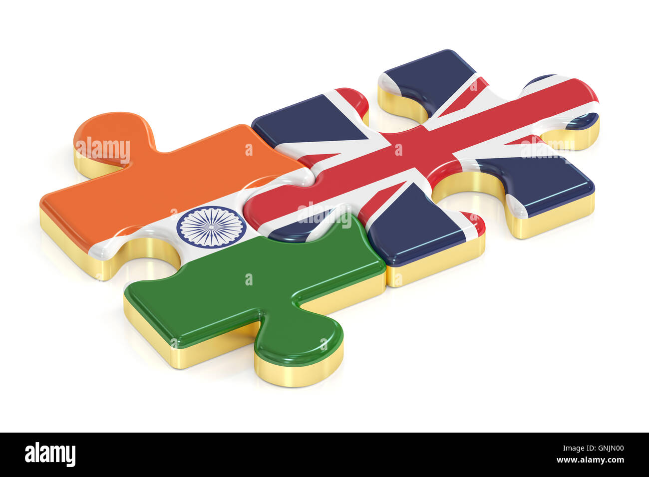 Great Britain and India puzzles from flags, 3D rendering Stock Photo ...