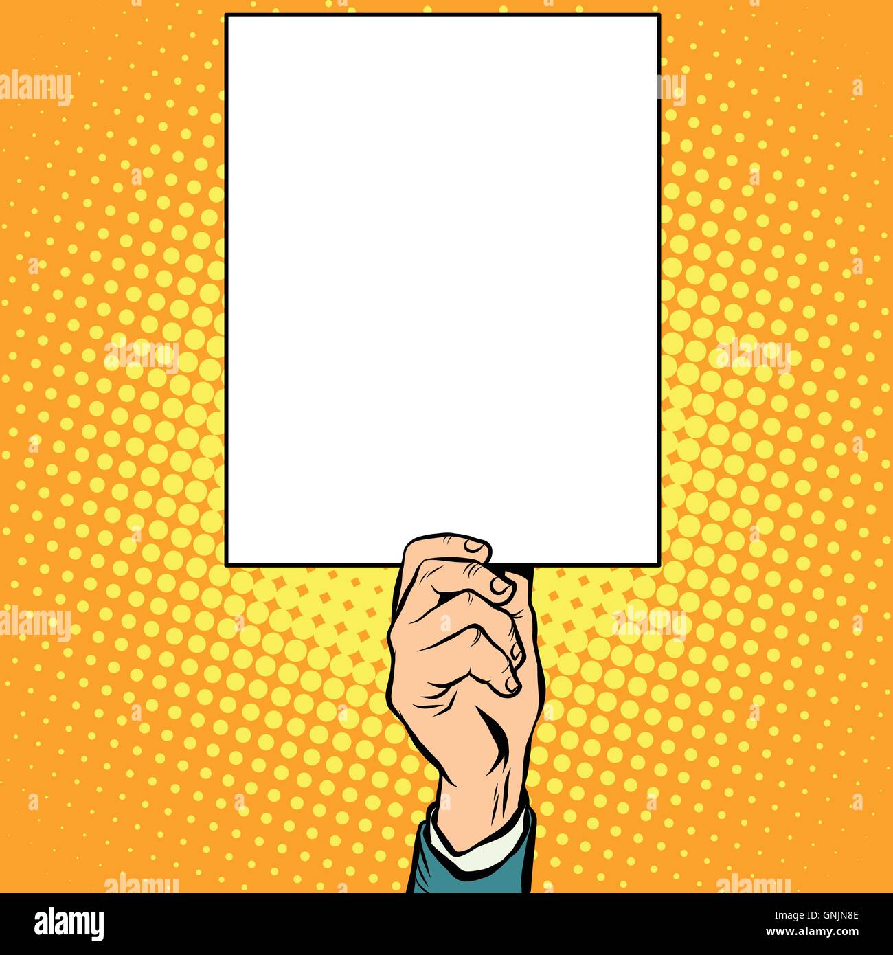 Hand with a clear plate poster Stock Vector