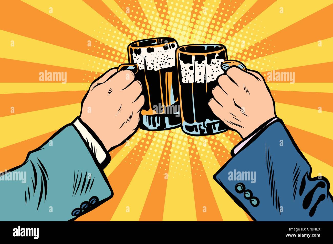 toasting hands beer party poster Stock Vector