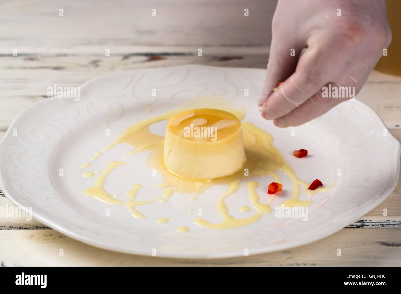 Cake and pieces of strawberry. Stock Photo