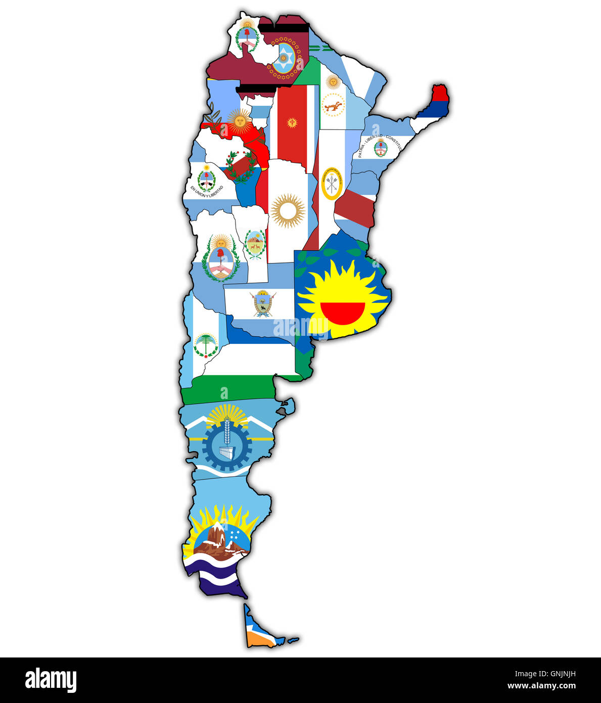 regions of argentina with flags on map of administrative divisions Stock  Photo - Alamy