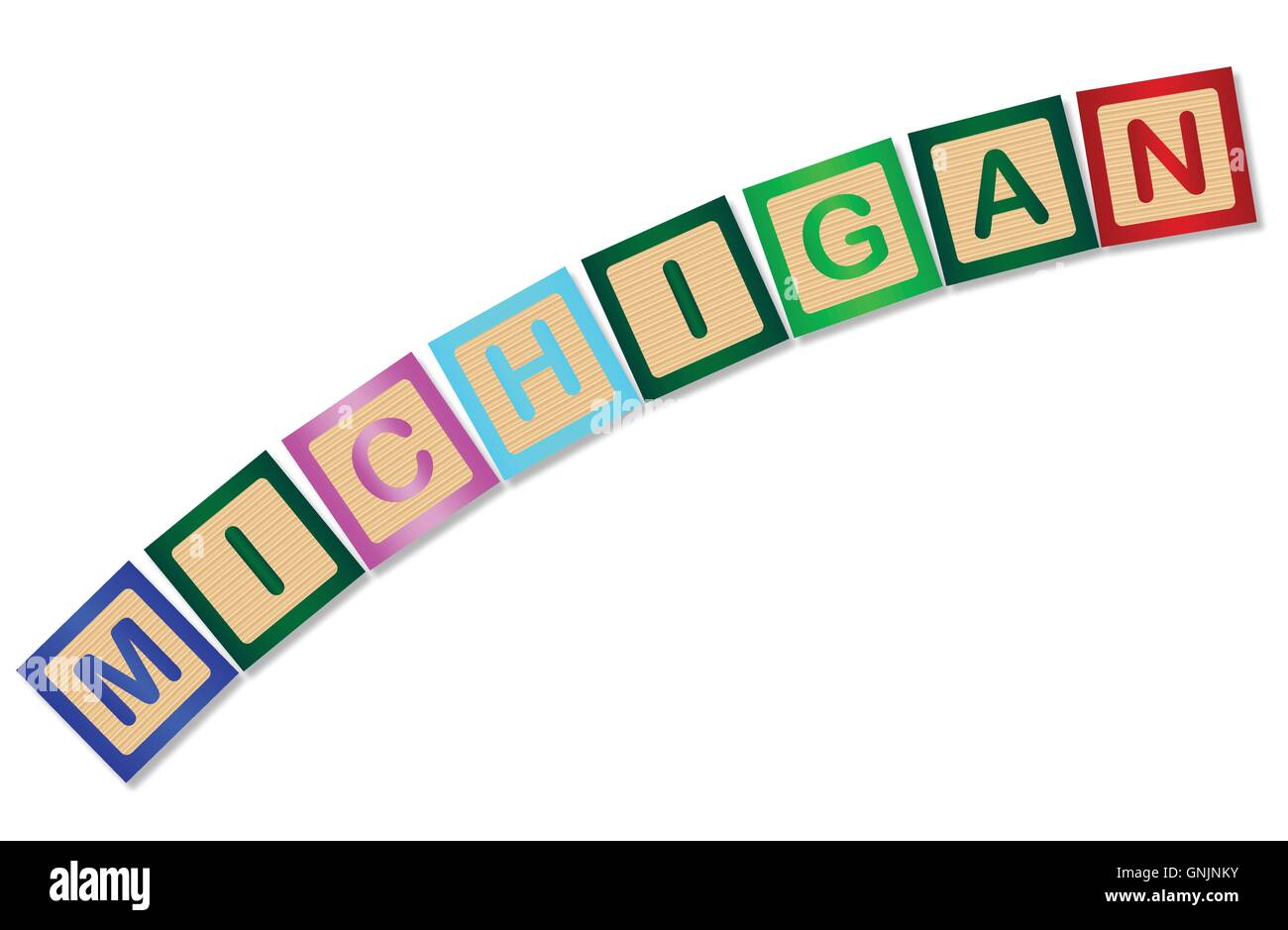 Michigan Wooden Block Letters Stock Vector Image And Art Alamy