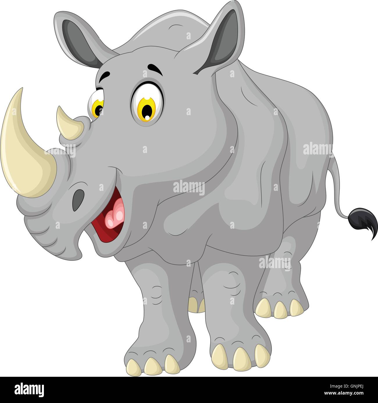cute rhino cartoon smiling Stock Vector