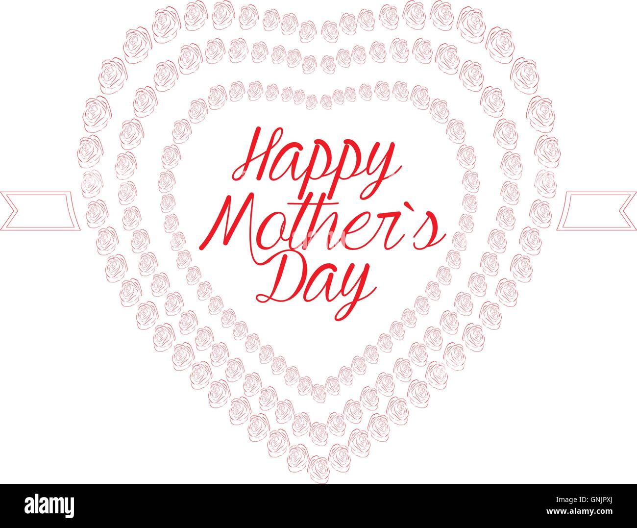 Isolated heart composed by roses and text on a white background for mother's day celebrations Stock Vector