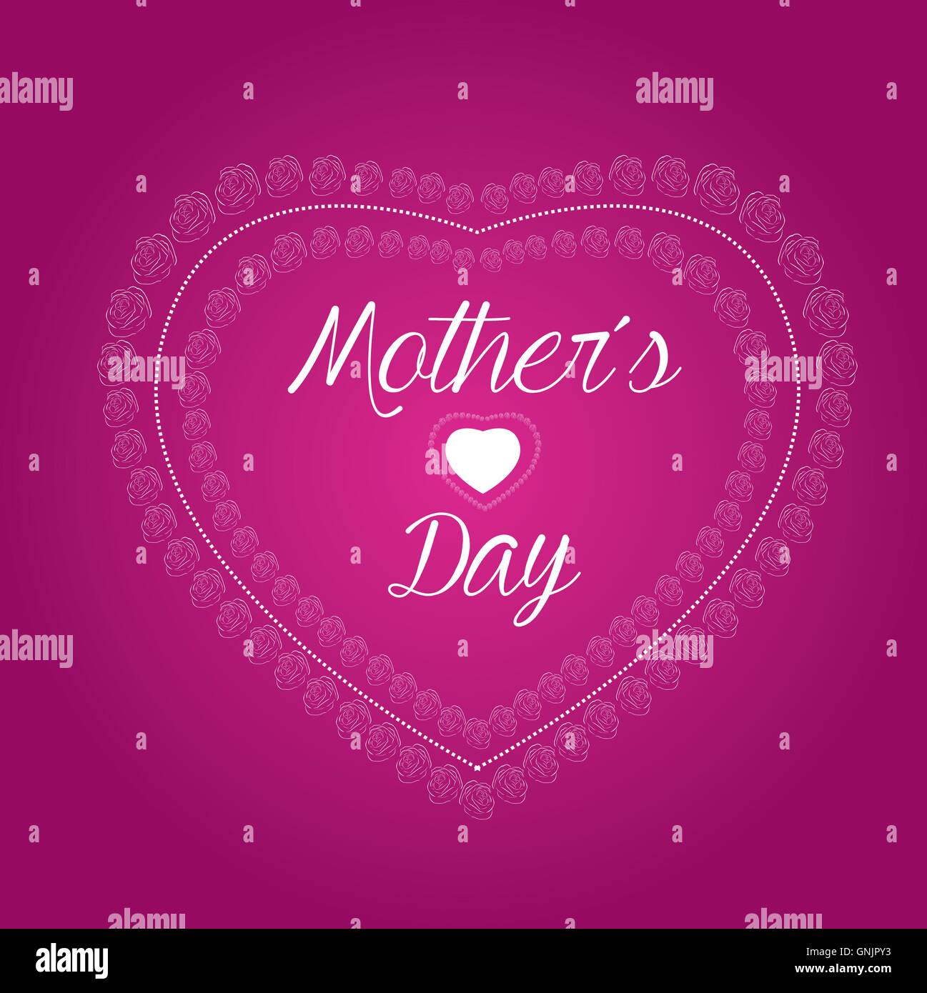 Isolated heart composed by roses and text on a colored background for mother's day celebrations Stock Vector