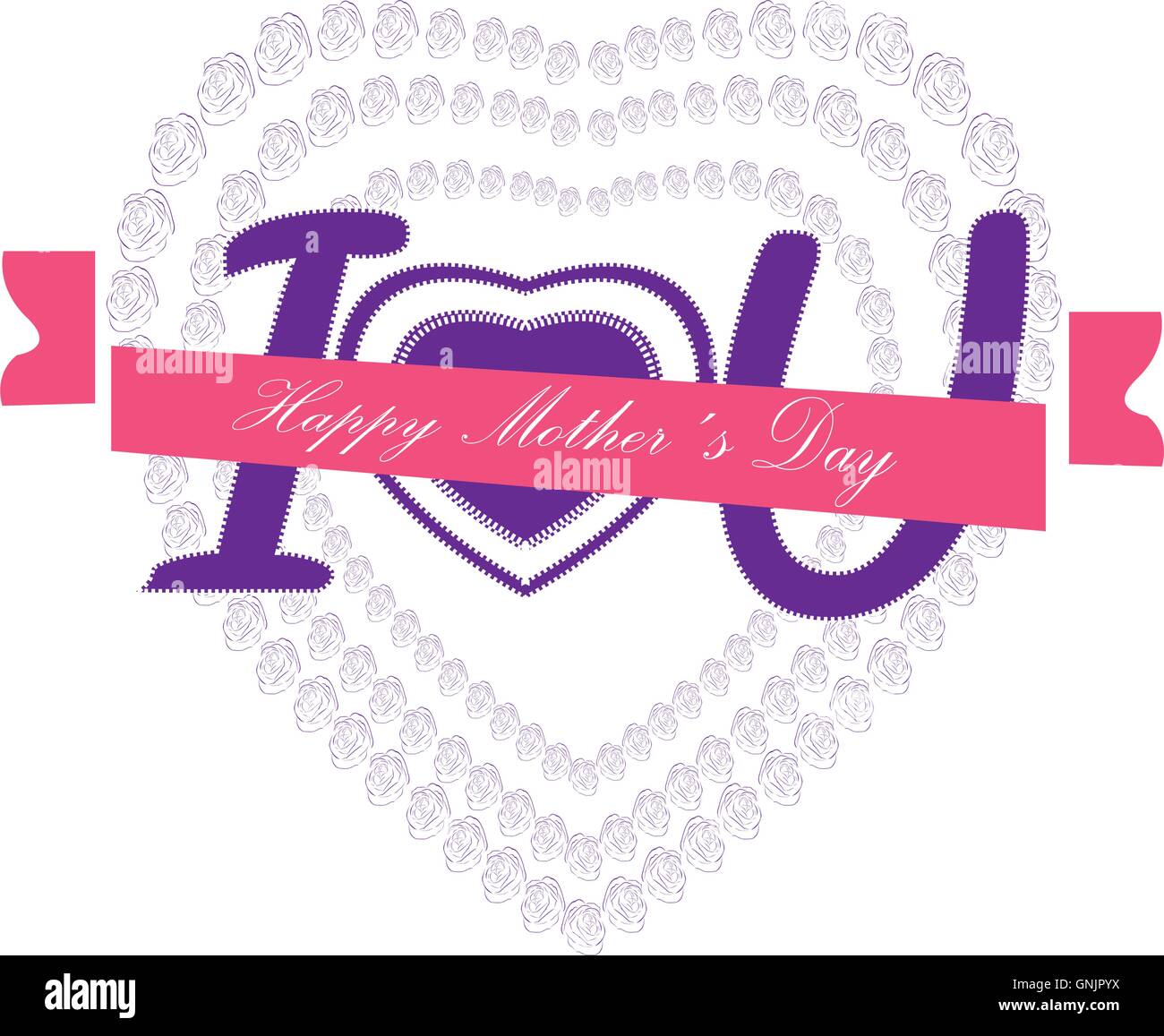 Isolated hearts composed by flowers and text on a white background for mother's day celebrations Stock Vector