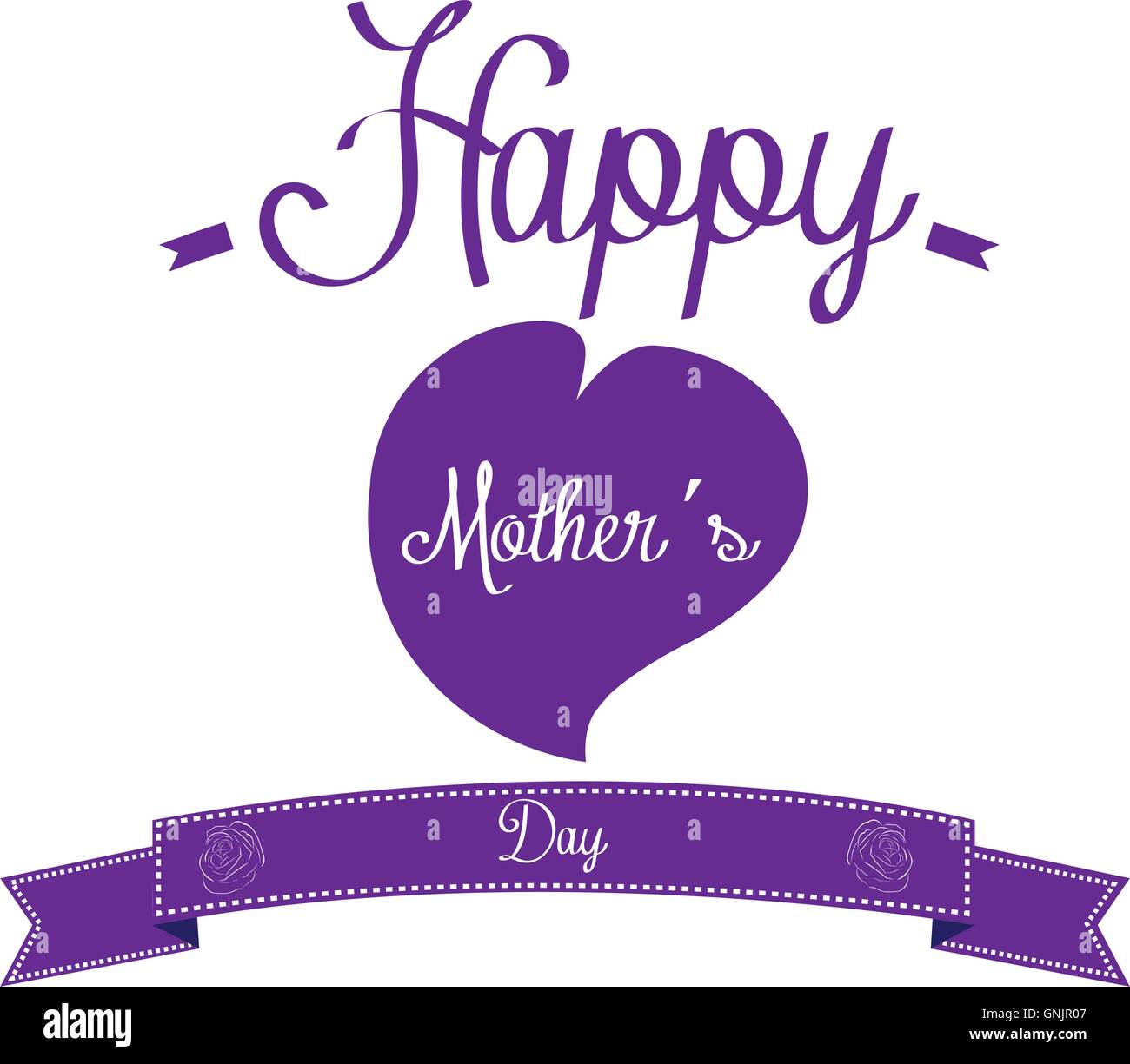 Mom Ribbon Vector White background with text, a heart and a ribbon for mother's day ...
