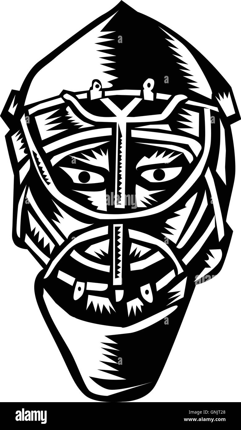 Ice Hockey Goalie Helmet Woodcut Stock Vector Image & Art - Alamy