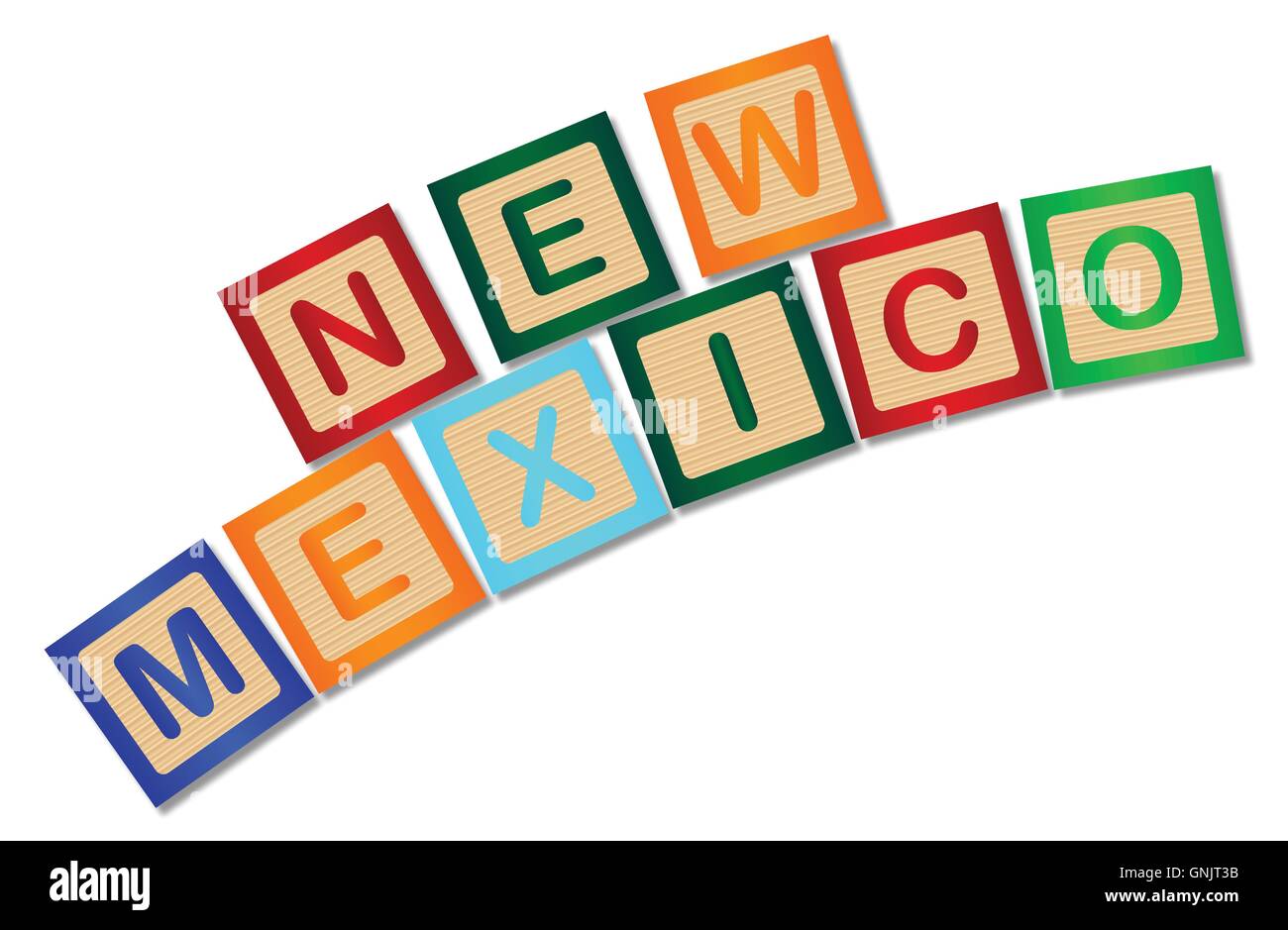 New Mexico Wooden Block Letters Stock Vector