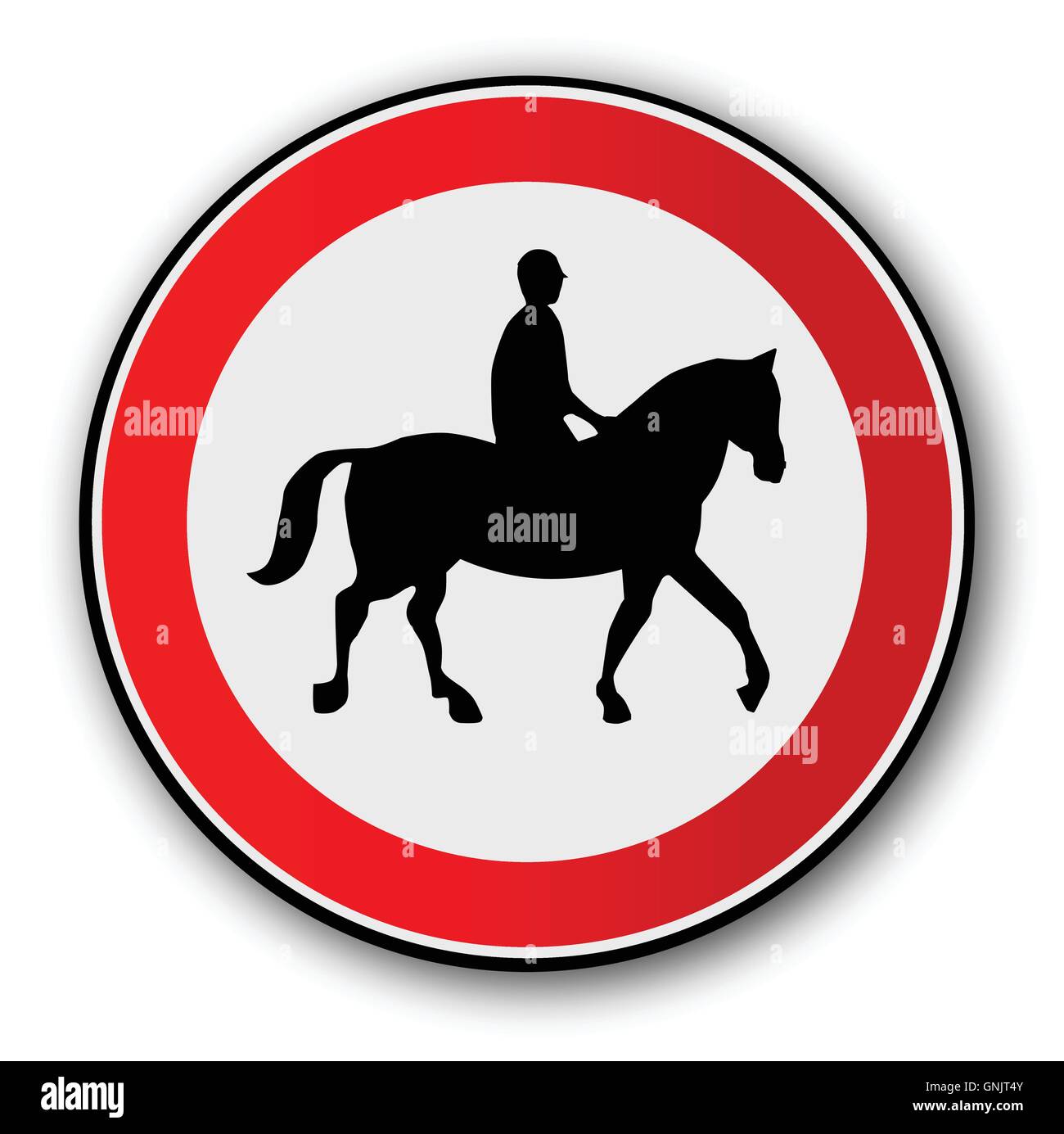 Horse and Rider Road Traffic Sign Stock Vector