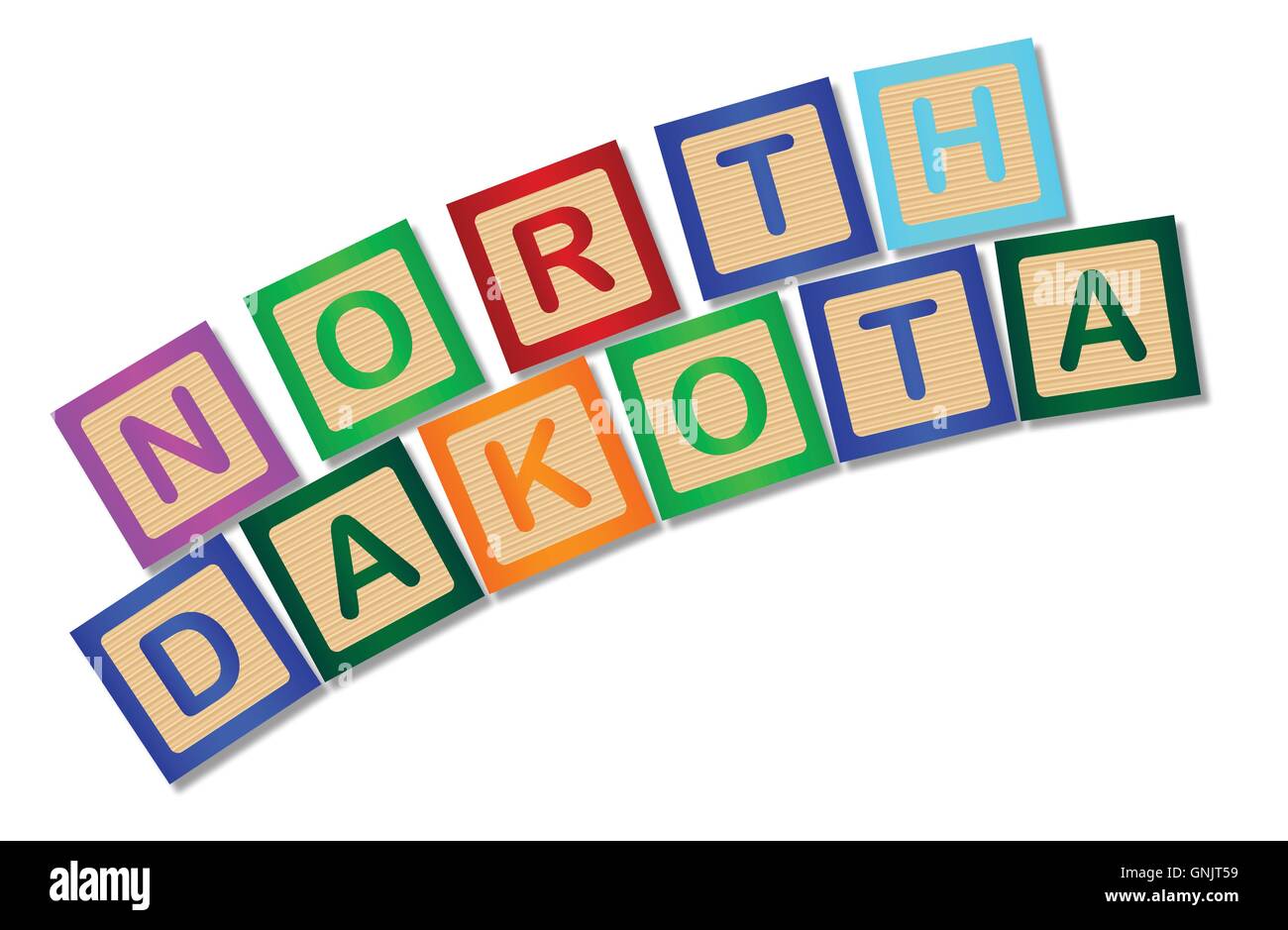 North Dakota Wooden Block Letters Stock Vector