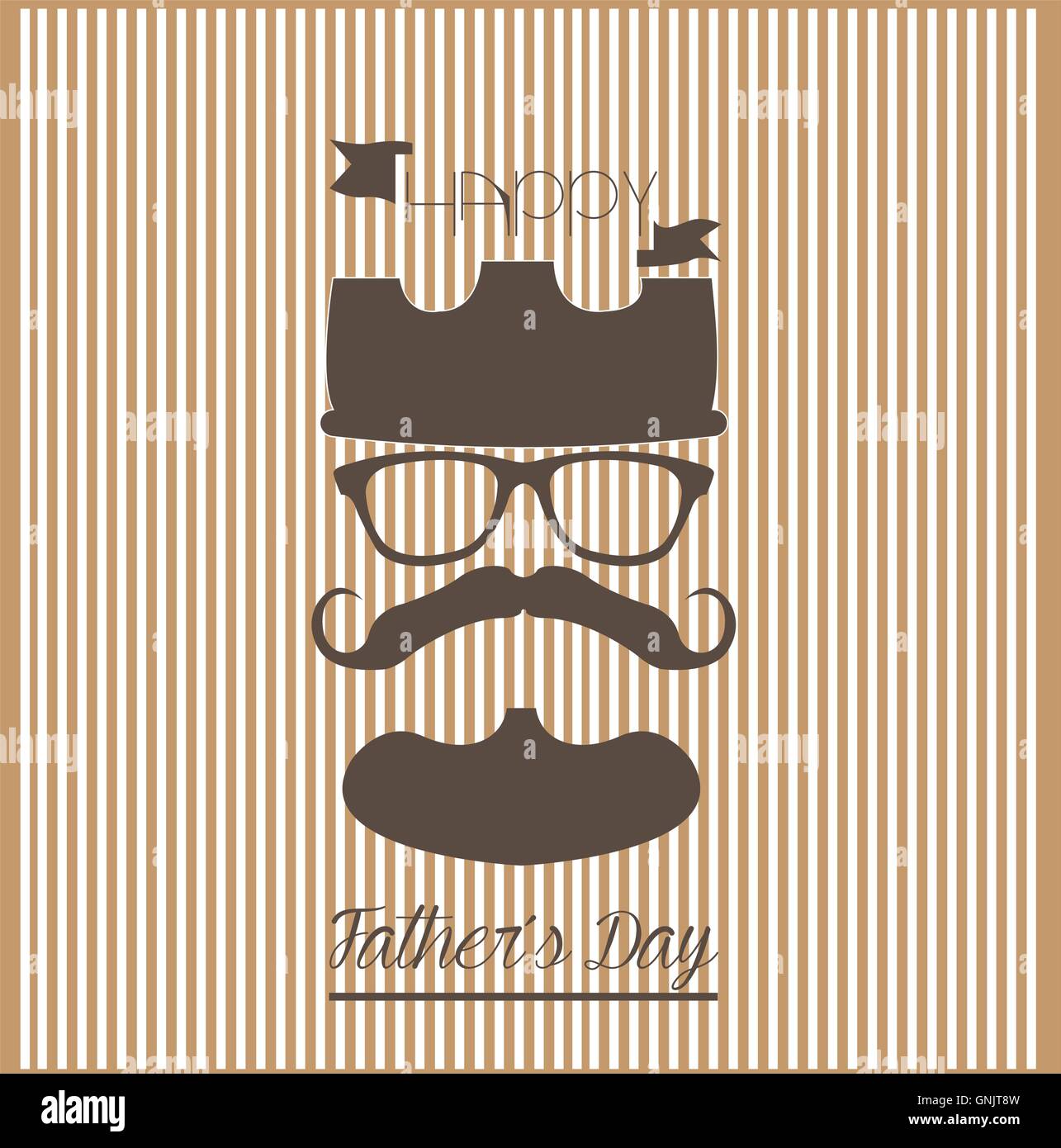 Striped background with a crown and hipster icons for father's day ...