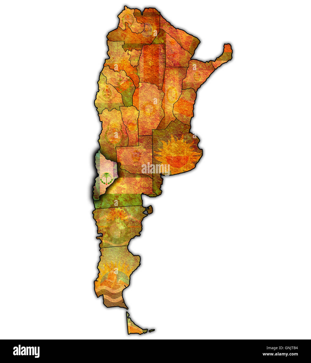 neuquen region with flag on map of administrative divisions of argentina Stock Photo