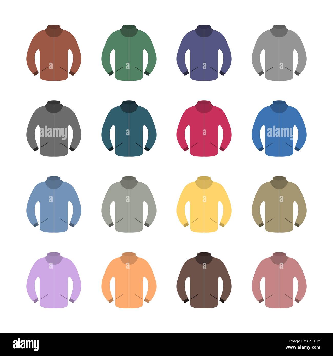 Set of colored tracksuits, vector illustration. Stock Vector