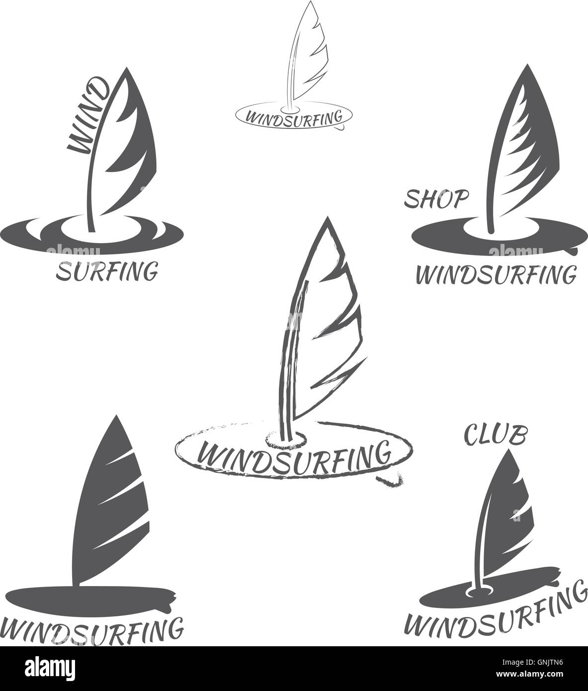 Set. windsurfing logo vector illustration Stock Vector