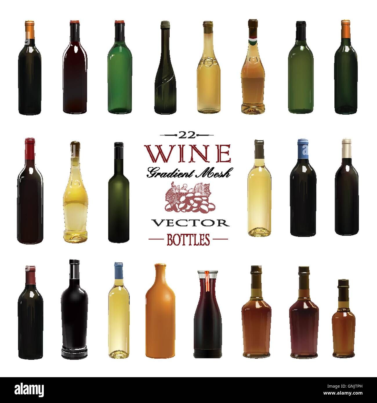 Various Types Of Wine Bottles. Vector Illustration Stock Vector Image