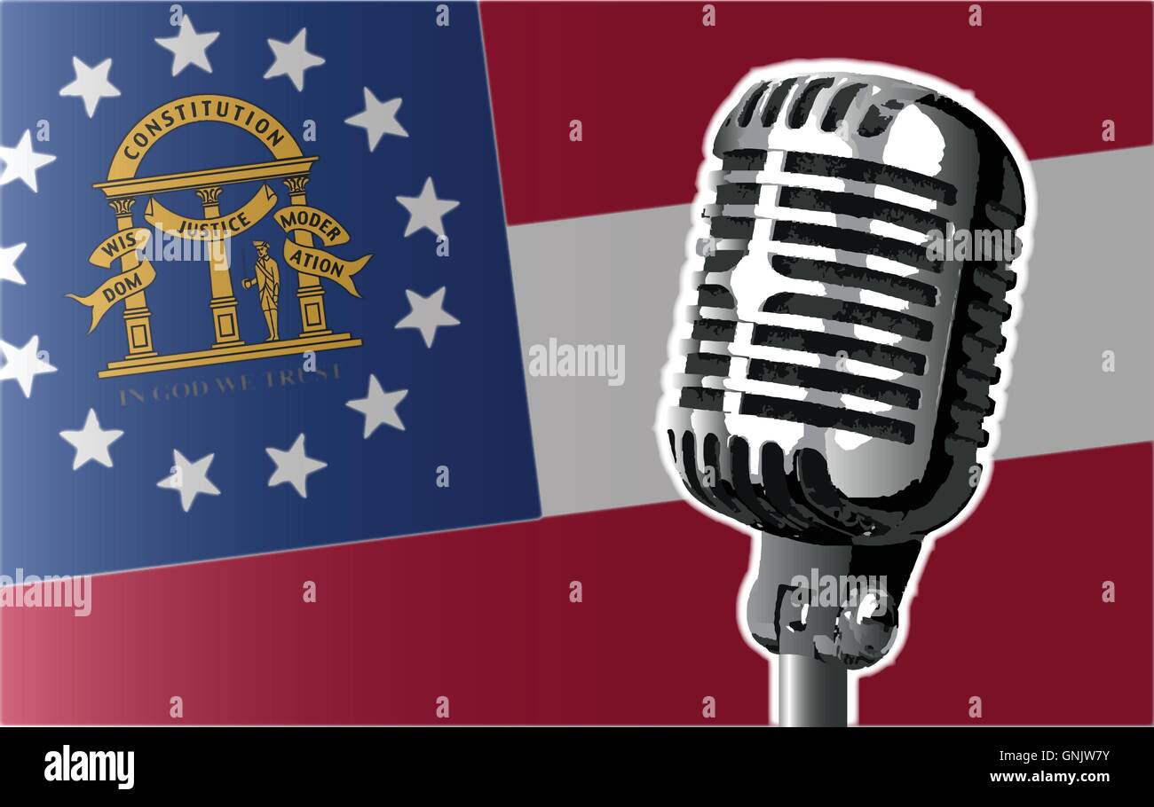 Georgia Flag And Microphone Stock Vector