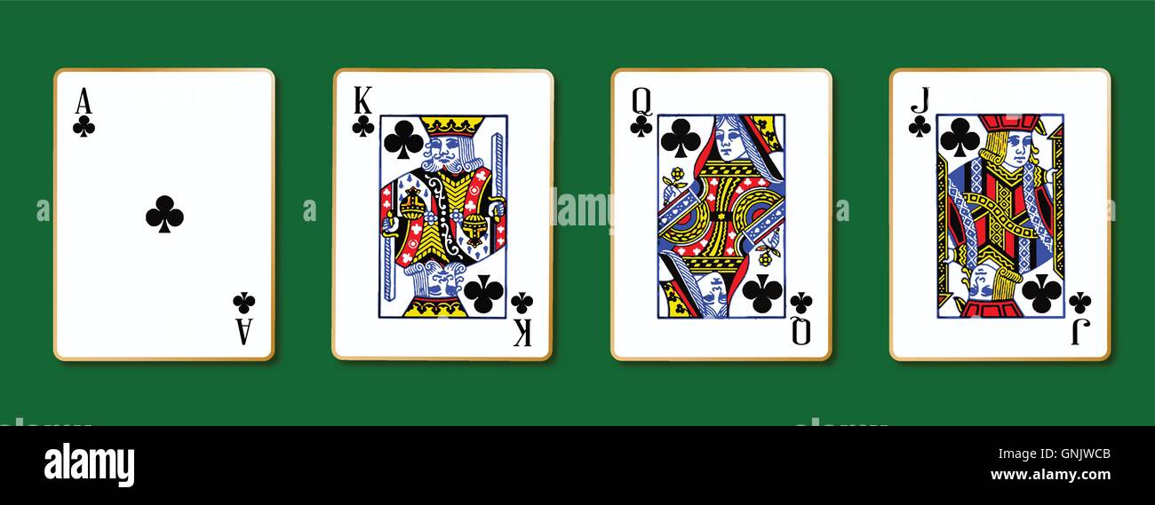Playing Solitaire Game On Green Background Stock Vector (Royalty