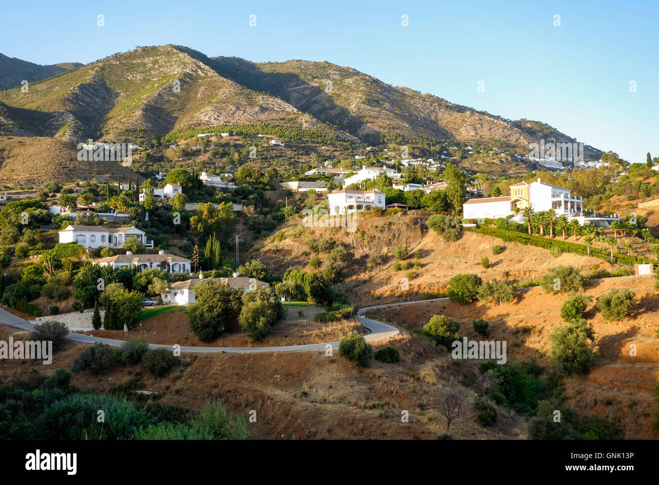 Luxury villas inland in spanish countryside, Mijas, Andalusia, Spain. Stock Photo