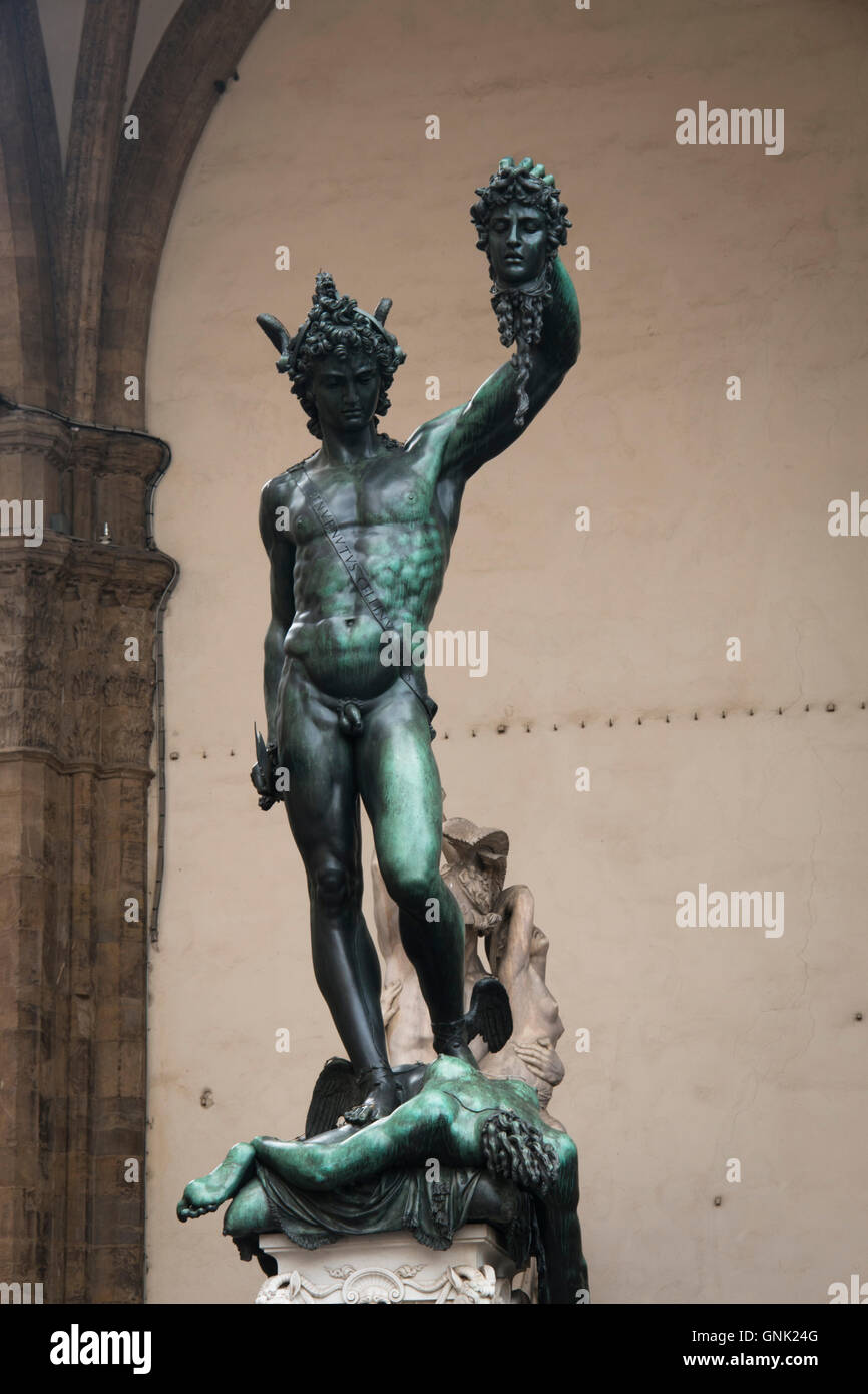 Several statues on the piazza della Signoria in Florence in Italy Stock
