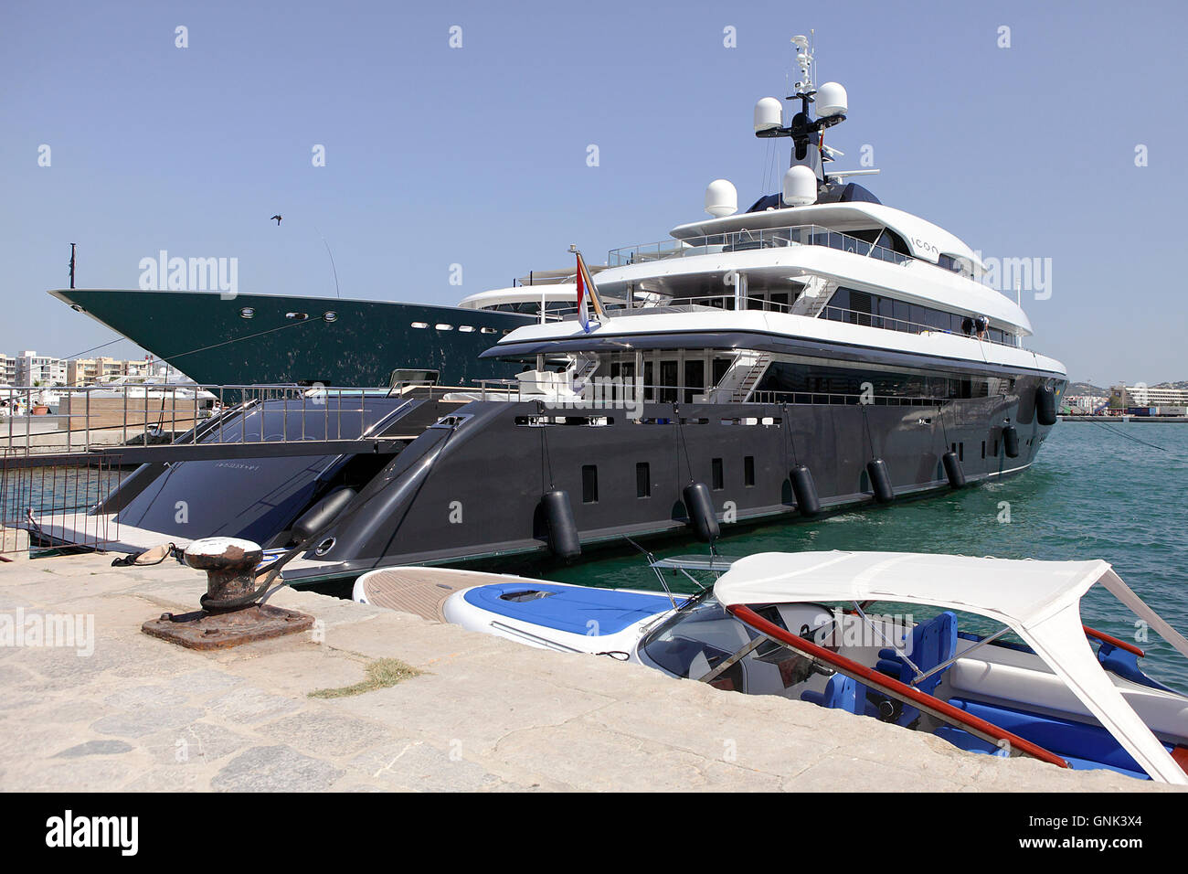 Various luxury yachts at their moorings in the Port at Old Town