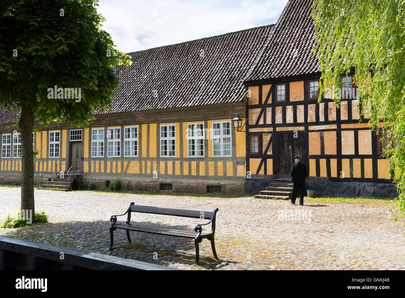 Half-timbered buildings at Den Gamle By, The Old Town, open-air folk museum at Aarhus,  East Jutland, Denmark Stock Photo