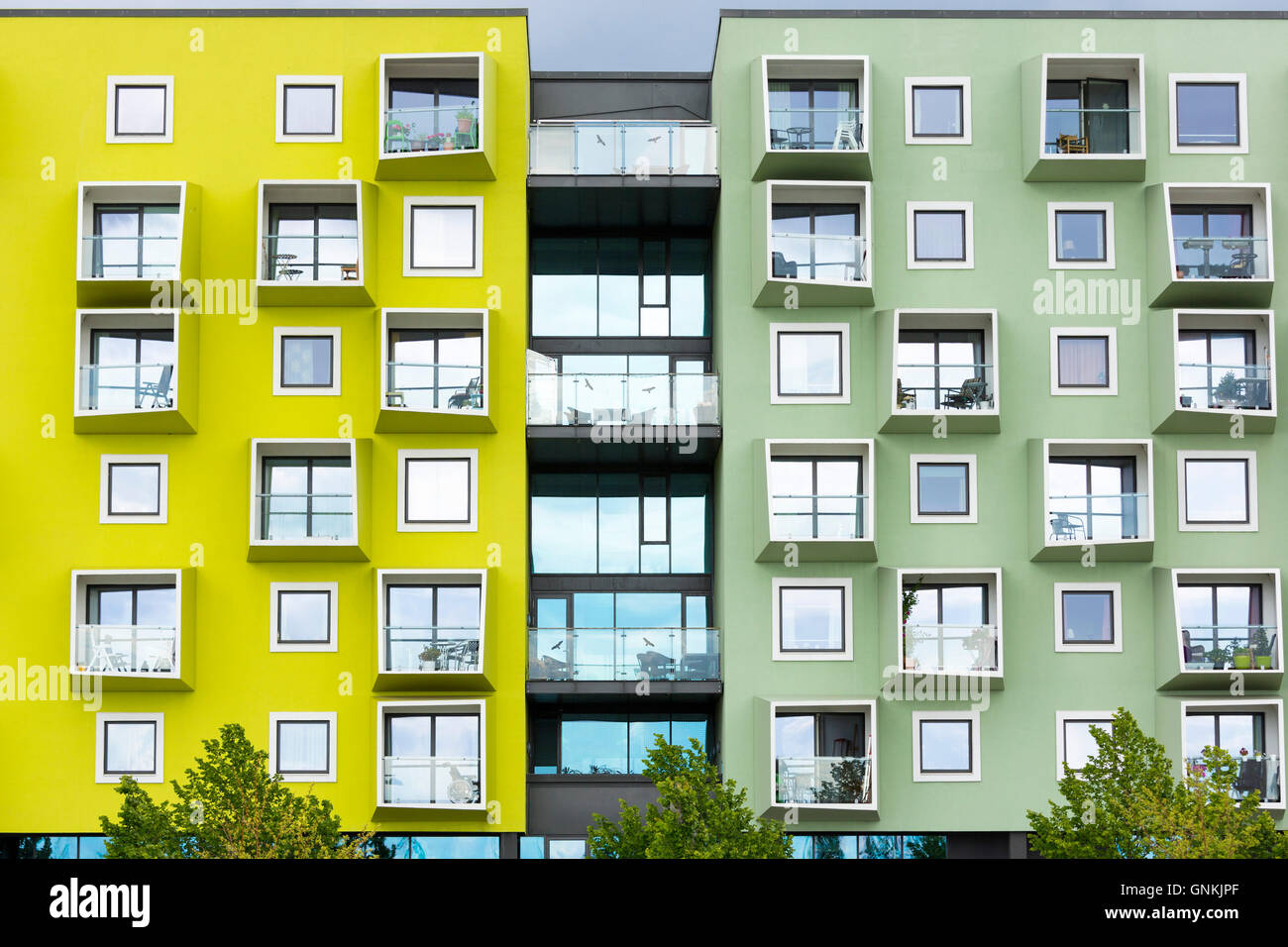 Bright colour new stylish apartments in Orestad new residential development area of Copenhagen, Denmark Stock Photo