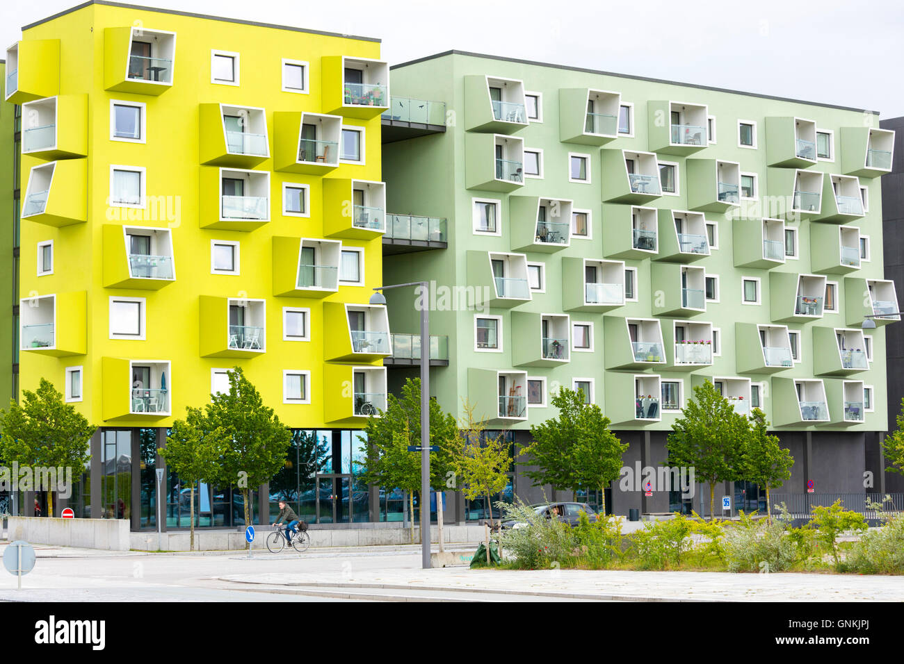 Bright colour new stylish apartments in Orestad new residential development area of Copenhagen, Denmark Stock Photo